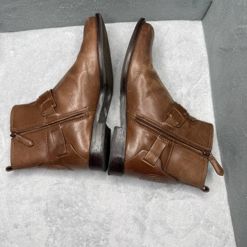 Tory Burch Colton Brown Leather Ankle Moto Boots Booties Women's Size 8M 50903